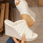 Platform Wedge Sandals - Peep Toe High Heel Sandals for Women