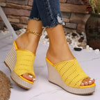 Platform Wedge Sandals - Peep Toe High Heel Sandals for Women