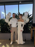 Women's Lace Flare Sleeve Mermaid Dress - Off Shoulder Elegant Floor-Length Gown