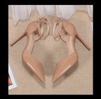 Ankle Strap Heeled Sandals - Closed Toe Stiletto for Women