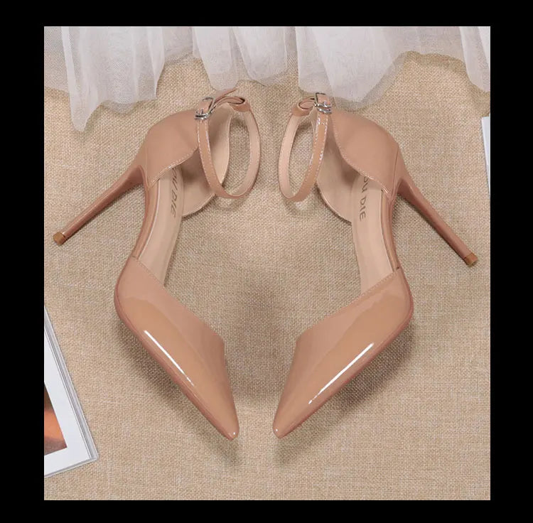 Ankle Strap Heeled Sandals - Closed Toe Stiletto for Women