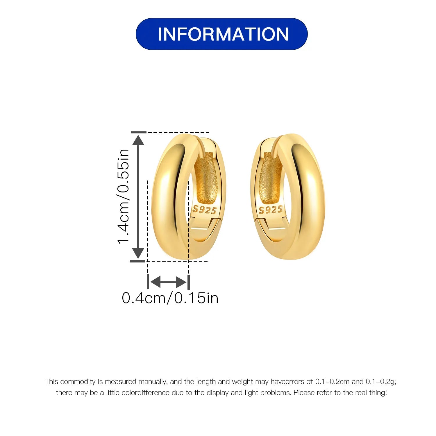 Sterling Silver 18K Gold Hoop Earrings