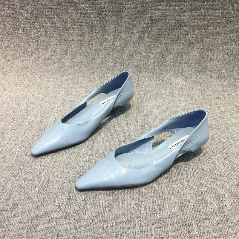Women's Low Heel Pointed Toe Slip-On Pumps — Elegant Casual Shoes