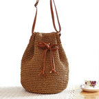 Women's Rattan Woven Tote Bag - Tassel Crossbody Beach Shoulder Bag