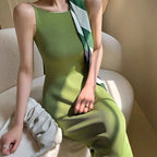 Women's Slim Fit Ribbed Maxi Dress - Off Shoulder Sleeveless Party Dress