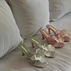 Floral Toe High Heel Sandals