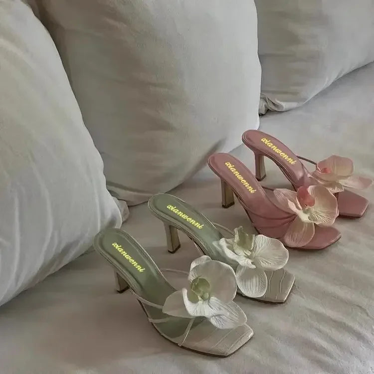 Floral Toe High Heel Sandals