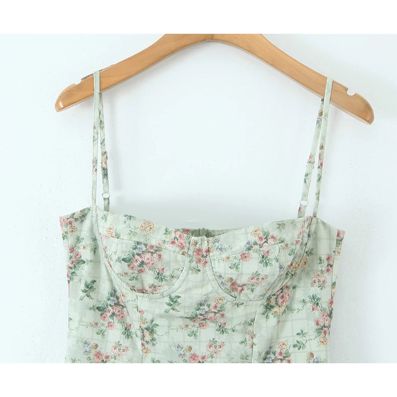 Floral Print Spaghetti Strap Midi Summer Dress