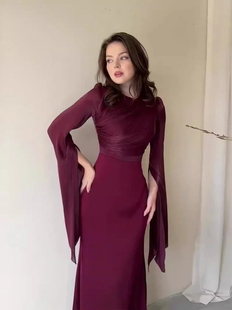 Women's Satin Slim Party Dress - Elegant Kaftan Abaya for Eid & Summer