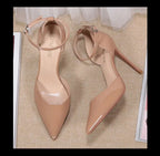 Ankle Strap Heeled Sandals - Closed Toe Stiletto for Women
