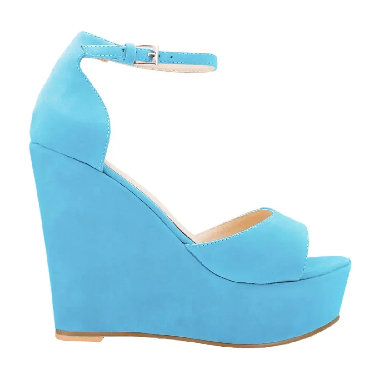 Platform Wedge Sandals - Peep Toe Ankle Strap High Heels for Women