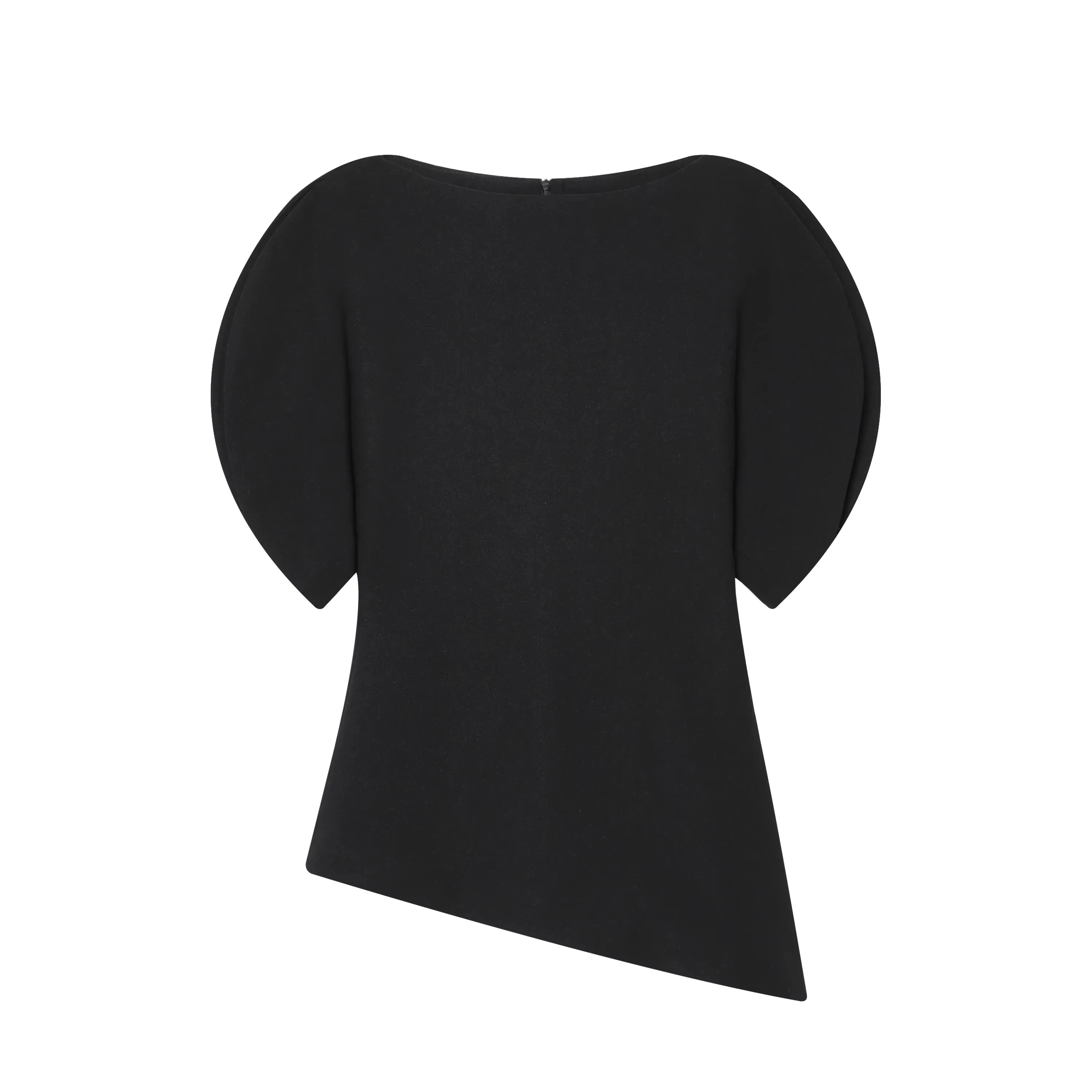 HH Women Casual Loose T-Shirts Asymmetrical Hem Blouse Short Puff Sleeve Shirt Elegant Woman Summer Party Vacation White Tops