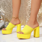 Summer Fashion Women Slip on Platform Plus Size Shoes for Women Peep Toe High Heel Sandals Casual Beach Slippers 2026