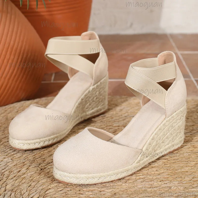 Cover Toe Women's Espadrille Wedge Sandals Ankle Strap Summer Slip-on Comfortable Platform Shoes for Ladies 2026 New Босоножки