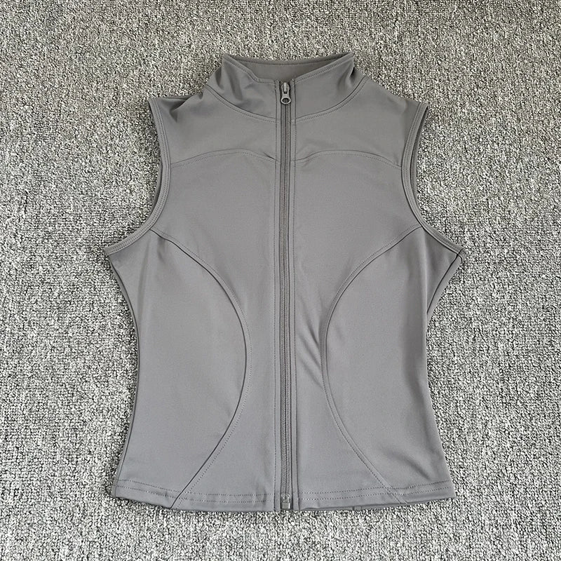 Women's Sleeveless Zip-Up Sport Top