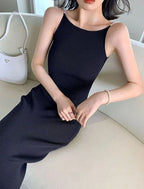 Women's Slim Fit Ribbed Maxi Dress - Off Shoulder Sleeveless Party Dress