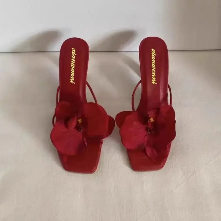 Floral Toe High Heel Sandals