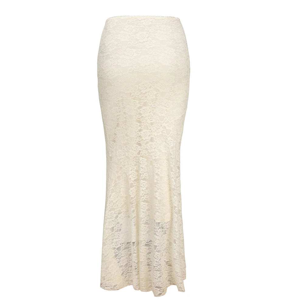 Women's 2-Piece Lace Corset Top and Maxi Skirt Set - Elegant Formal Event Dress