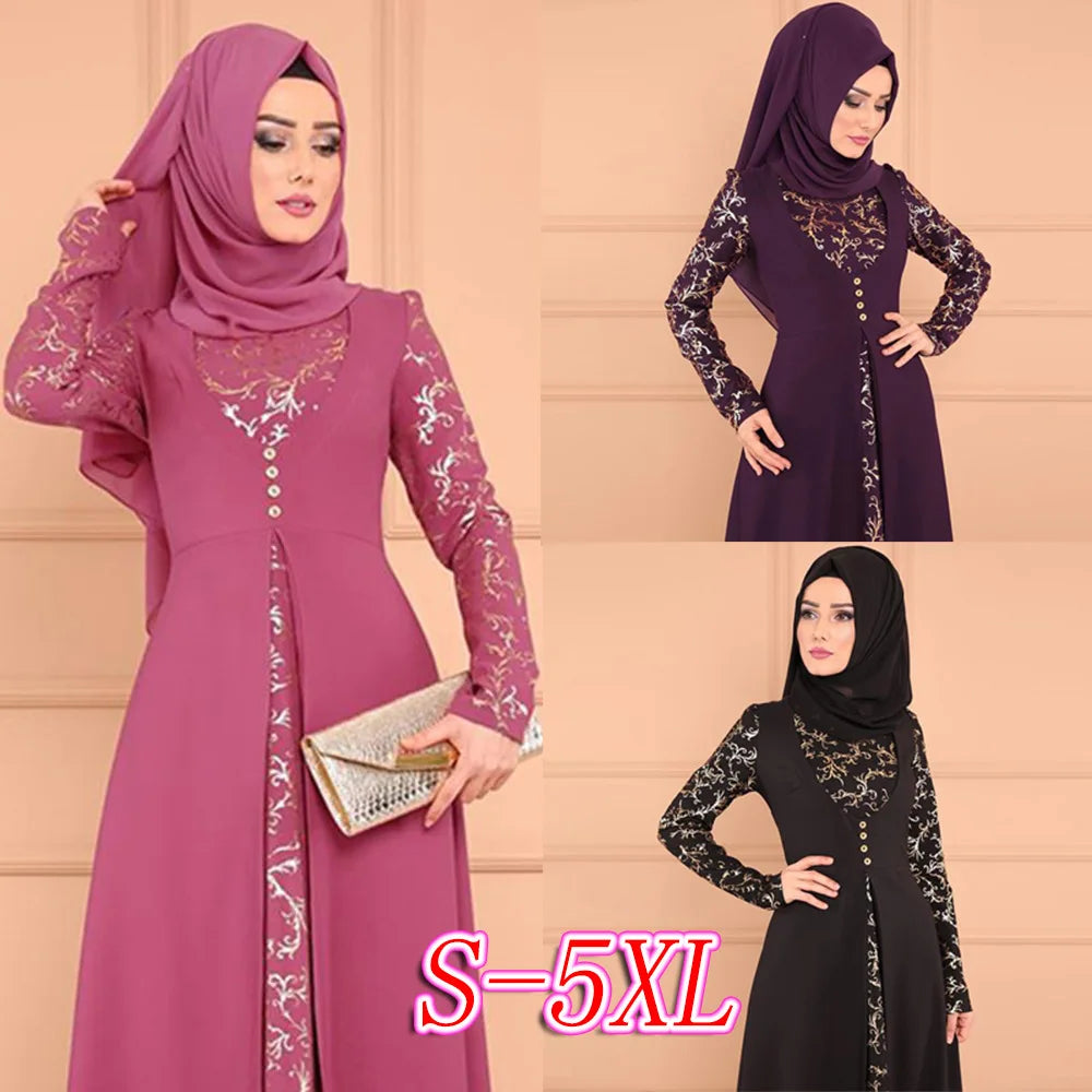 Muslim Abaya Kaftan Dress - Long Sleeve Maxi Robe for Women
