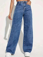 Y2K High Waist Straight Jeans - Retro Baggy Denim Pants for Women