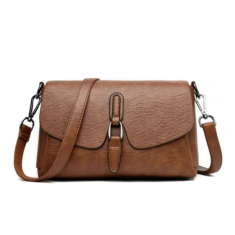 Women's 3-Layer Genuine Leather Shoulder Bag - Crossbody Messenger Purse