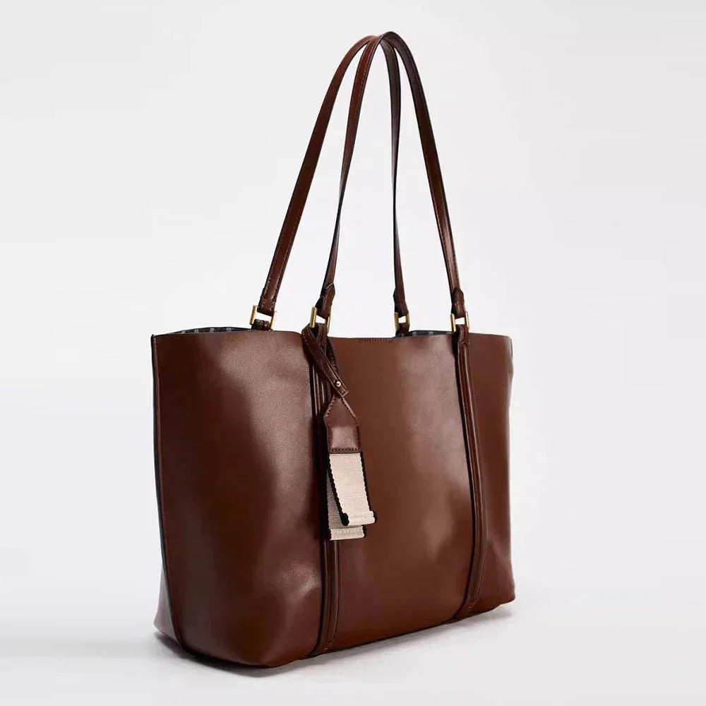 Bolso Tote Grande de Mujer | Cuero PU, Gran Capacidad | Negro y Marron