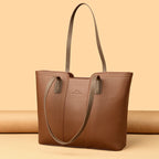 Women's Soft PU Leather Bucket Tote Bag - Large Capacity Crossbody Shoulder Purse