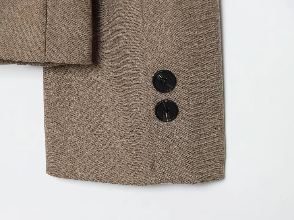 Women's Elegant Blazer Jacket - Stand Collar Single Breasted Casual Coat