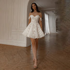 Sweetheart Lace Wedding Dress - 3D Floral Applique A-Line Bridal Gown