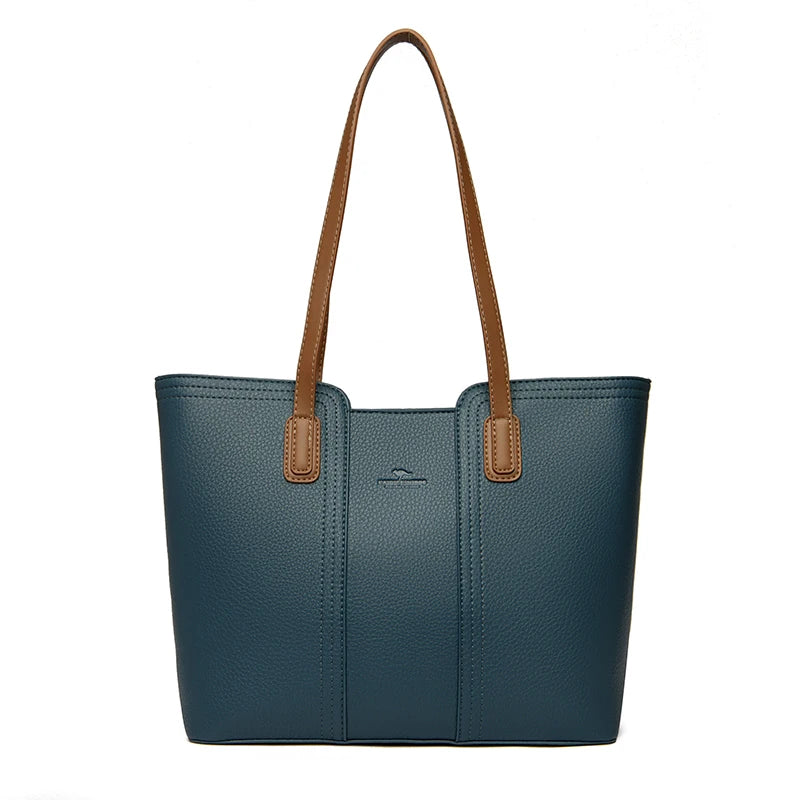 Women's Soft PU Leather Bucket Tote Bag - Large Capacity Crossbody Shoulder Purse