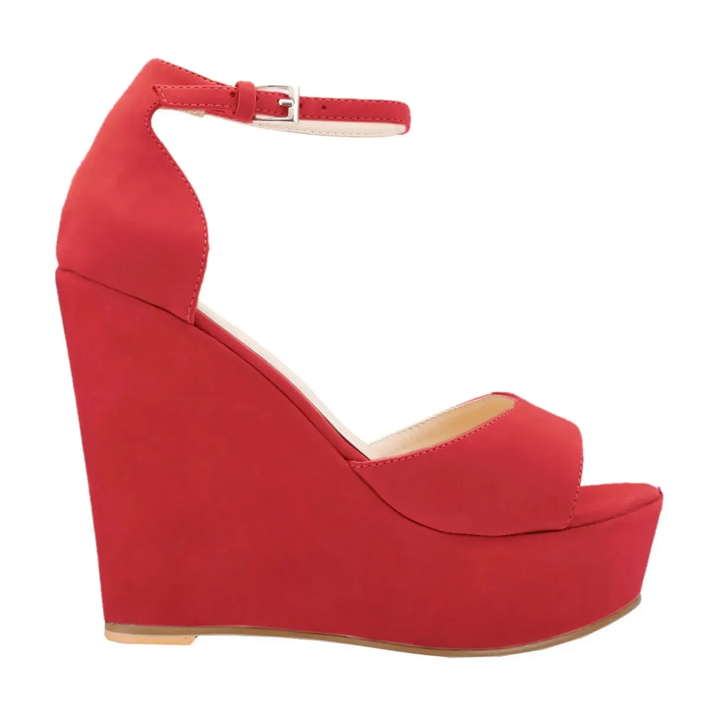 Platform Wedge Sandals - Peep Toe Ankle Strap High Heels for Women