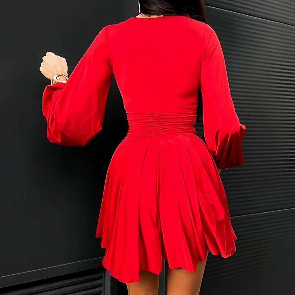 V-Neck Mini Dress Short Sleeve Casual Summer Dress