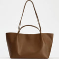 Women's Large Capacity PU Leather Tote Bag - Structured Shopper Shoulder Bag