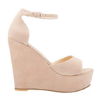 Platform Wedge Sandals - Peep Toe Ankle Strap High Heels for Women