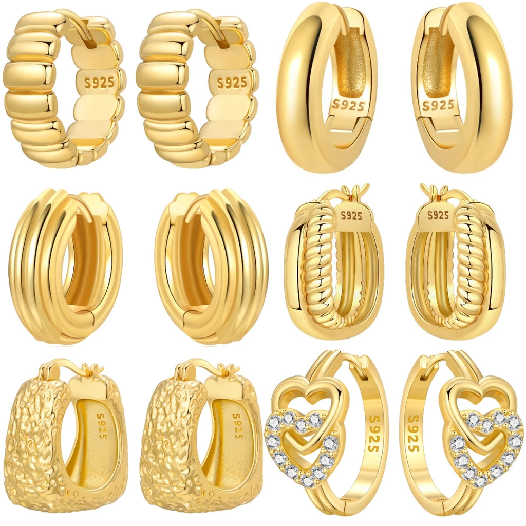 Sterling Silver 18K Gold Hoop Earrings
