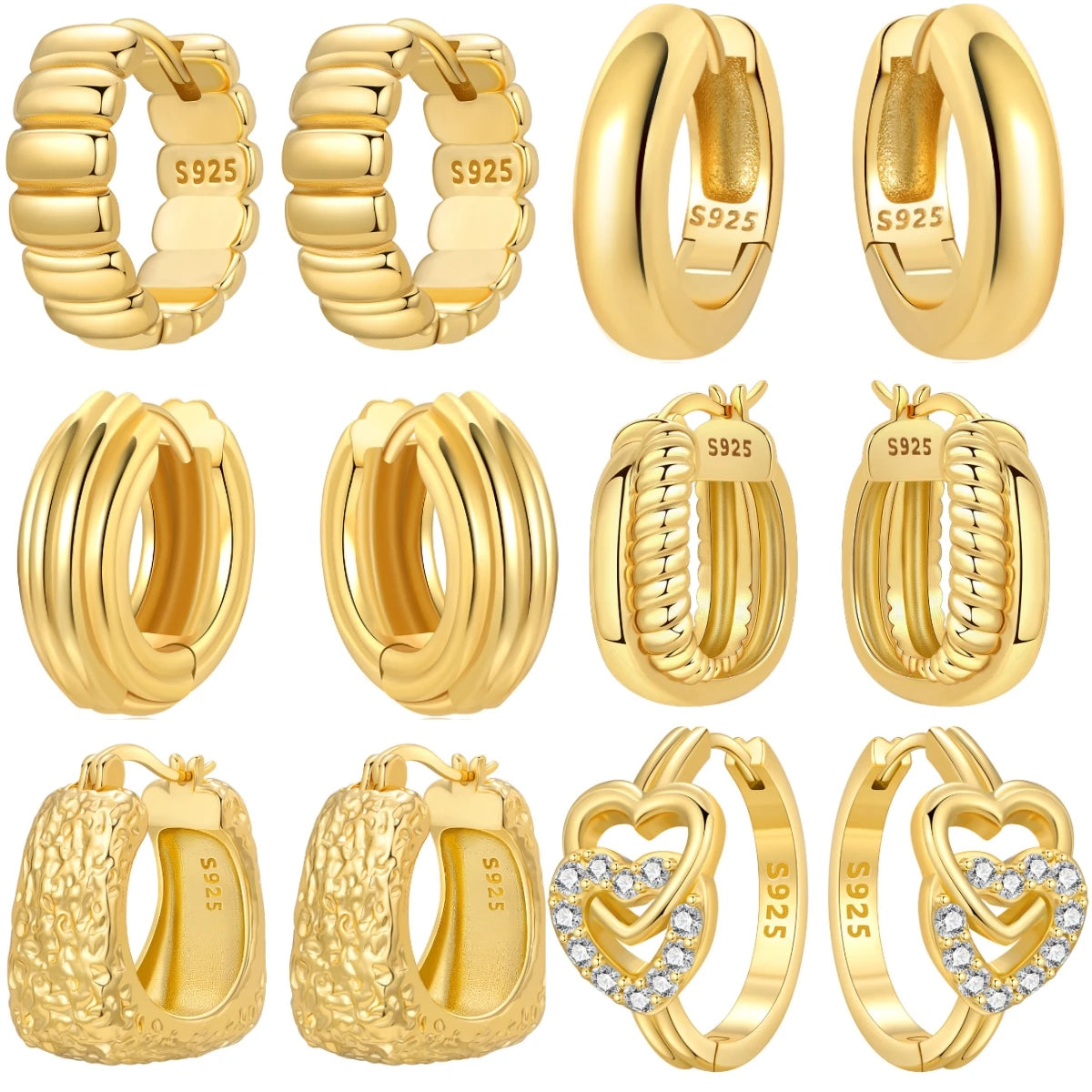 Sterling Silver 18K Gold Hoop Earrings