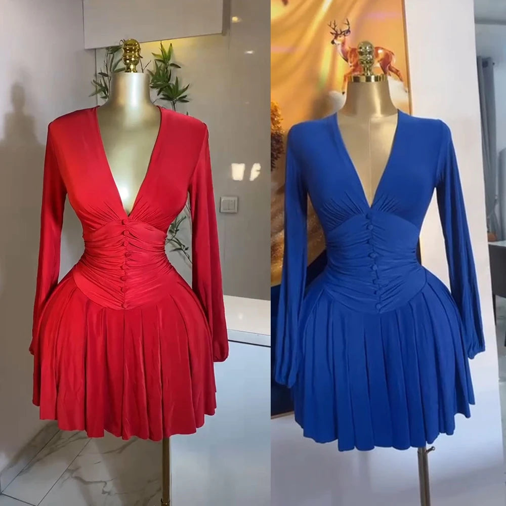 V-Neck Mini Dress Short Sleeve Casual Summer Dress