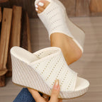 Platform Wedge Sandals - Peep Toe High Heel Sandals for Women