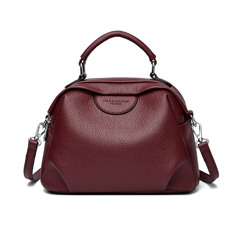 Women's Solid Color Crossbody Shoulder Bag - Rivet Detail PU Leather Commuter Purse