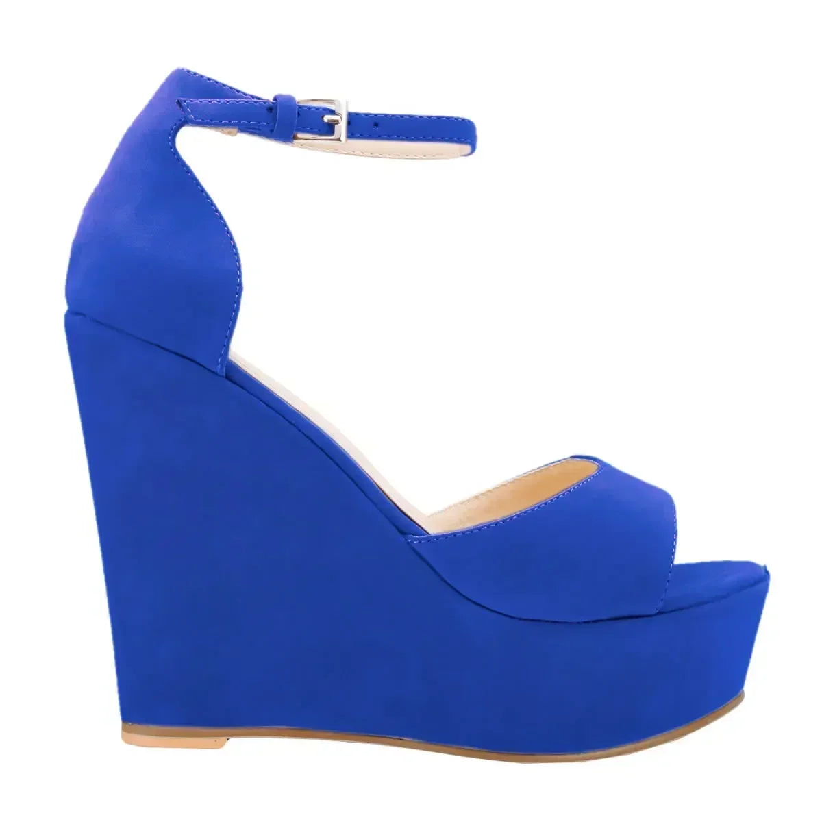 Platform Wedge Sandals - Peep Toe Ankle Strap High Heels for Women