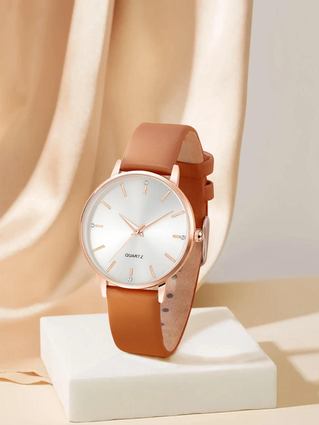 Women's Luxury Quartz Watch - Leather Band, Minimalist Dial