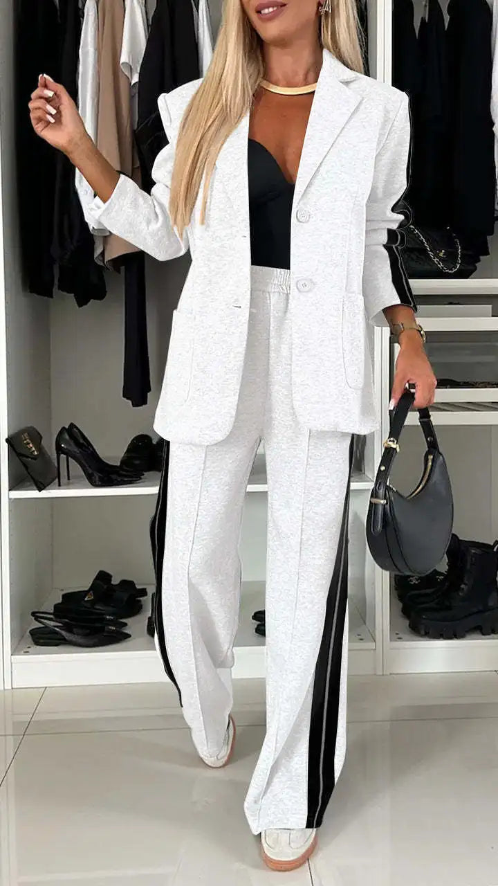Conjunto Casual de Mujer — Abrigo y Pantalon Recto