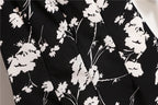 Women's Floral Chiffon Mini Dress - Puff Sleeve V-Neck Casual Dress