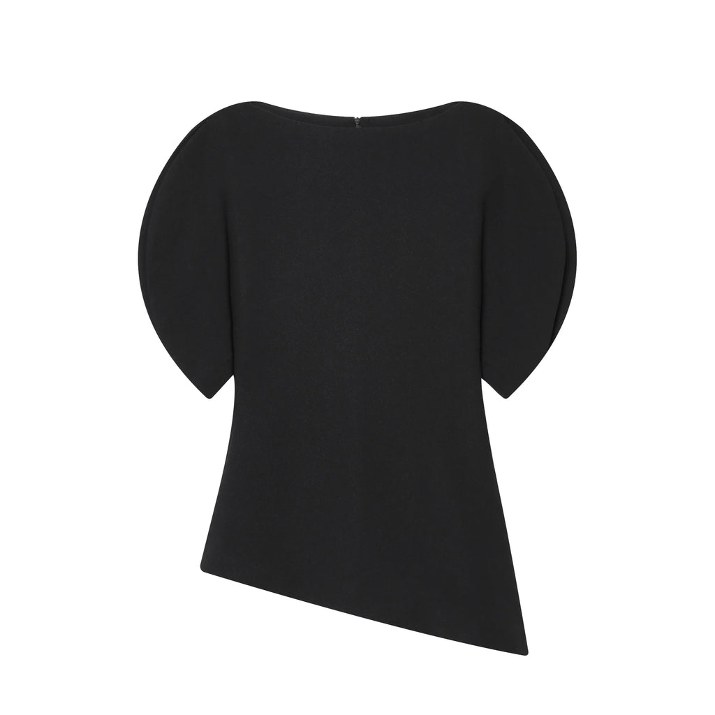 HH Women Casual Loose T-Shirts Asymmetrical Hem Blouse Short Puff Sleeve Shirt Elegant Woman Summer Party Vacation White Tops