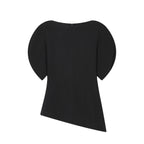 HH Women Casual Loose T-Shirts Asymmetrical Hem Blouse Short Puff Sleeve Shirt Elegant Woman Summer Party Vacation White Tops