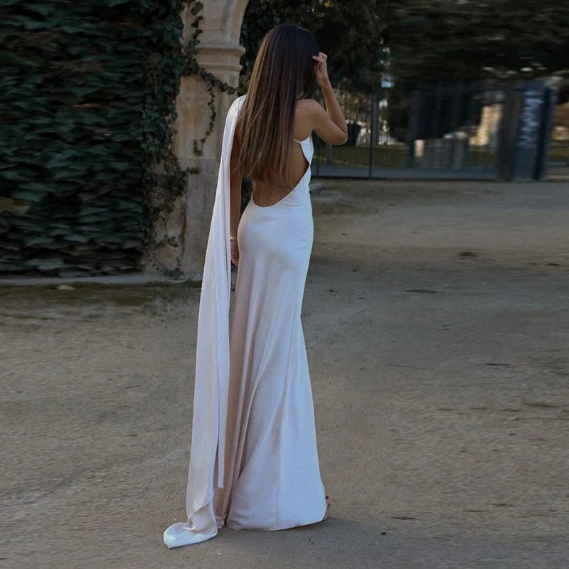 Women's Backless Lace-Up Maxi Dress - Sleeveless Elegant A-Line Party Dress