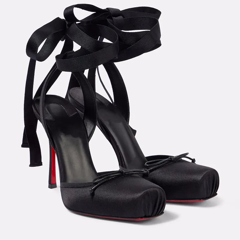 Stiletto Lace-Up Sandals