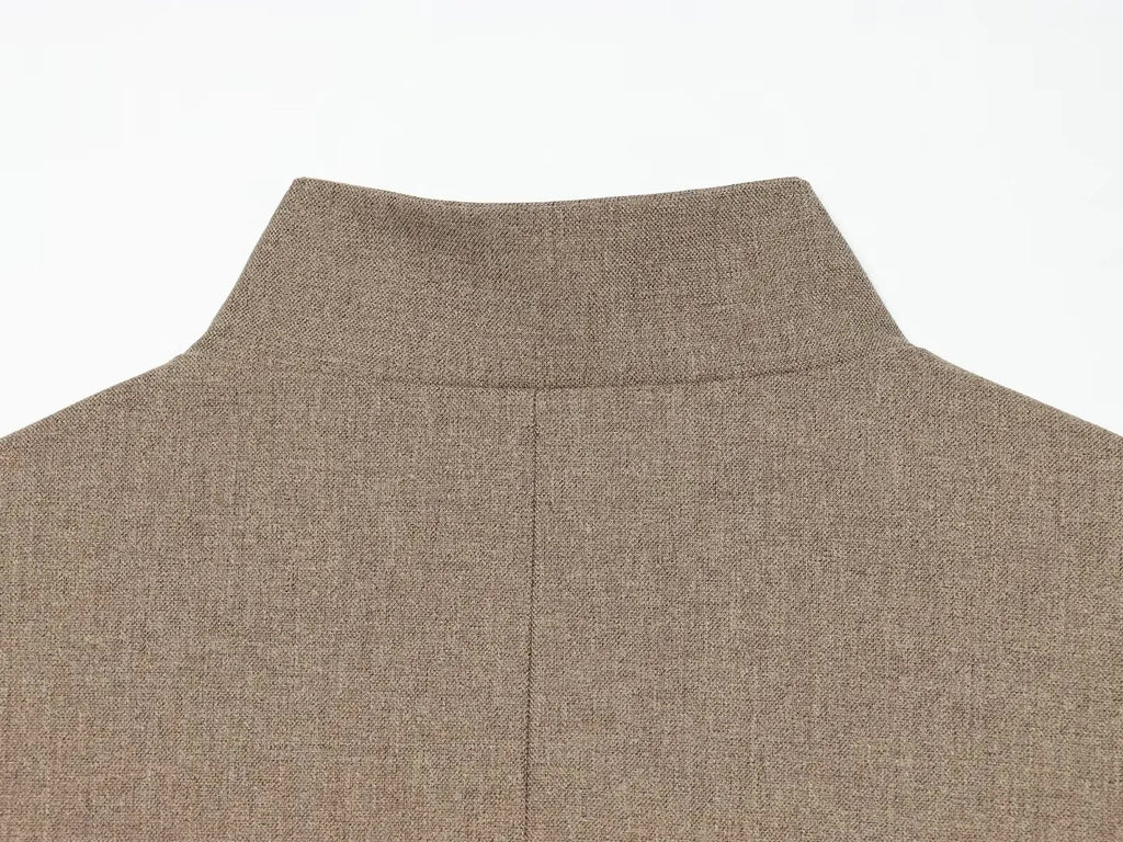 Women's Elegant Blazer Jacket - Stand Collar Single Breasted Casual Coat