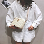 Women's Boho Straw Shell Crossbody Bag - Woven Rattan Beach Shoulder Purse