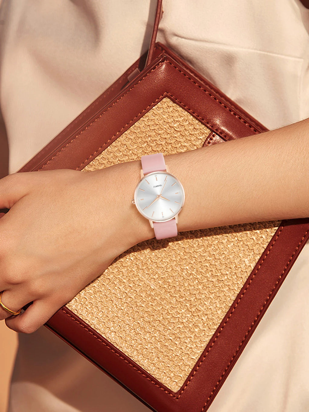 Women's Luxury Quartz Watch - Leather Band, Minimalist Dial